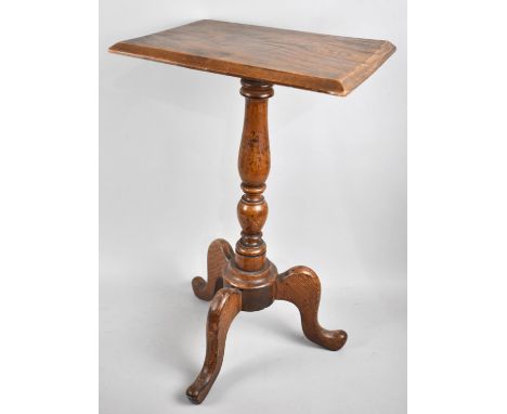 A Small Rectangular Topped Oak Tripod Candle/Wine Table, 32x26cmsx54cms High 