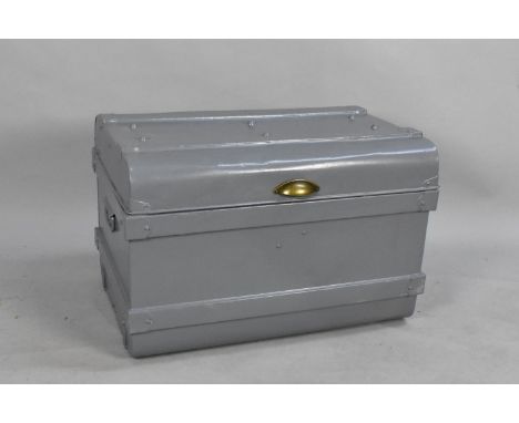 A Grey Painted Metal Travelling Trunk, 70cms Wide 