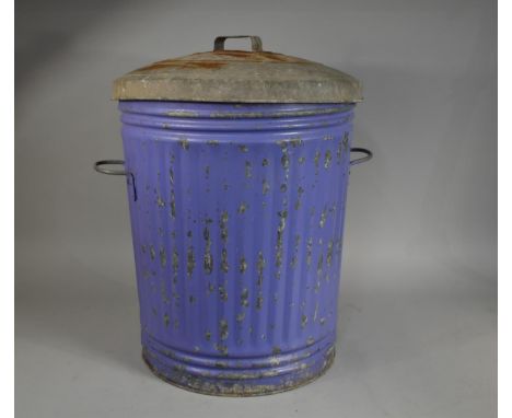 A Vintage Galvanised Bin with Lid, 57cms High 