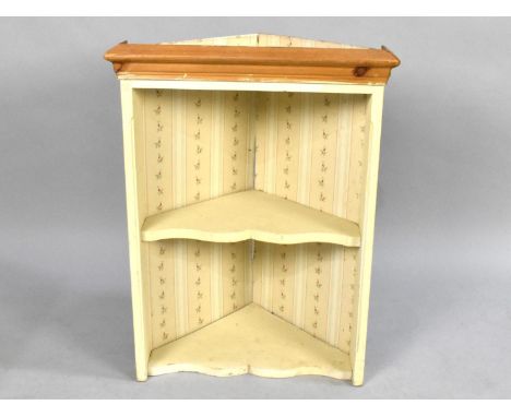 A Small Painted Wall Hanging Two Shelf Corner Cabinet, 45cms Wide 