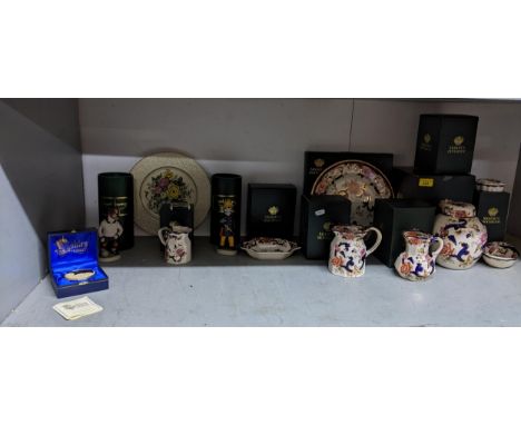 A collection of boxed Masons Ironstone Mandalay china jugs, dishes, ginger jar and cover, and other items, along with two Rob