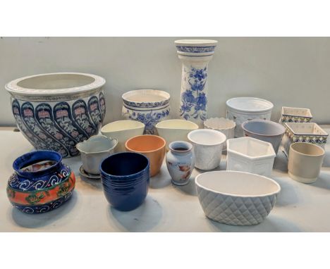 A mixed lot to include ceramics to include a Chinese bowl, Denby vases and others, along with Victorian and later glassware, 