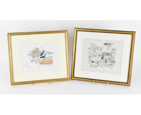 Larry Terence Parkes (1927-2003) Britishtwo works: 'Meccano', 14 cm x 17.5 cm, and 'Auction 18th century Dutch paintings', 16