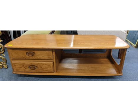 An Ercol Autumn Dawn coffee table with two drawers and a shelf, 40cm h x 124.5cm wLocation: 