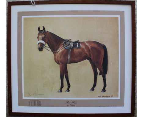After Cawthorne, Red Rum, colour print, 38cm x 44cm.