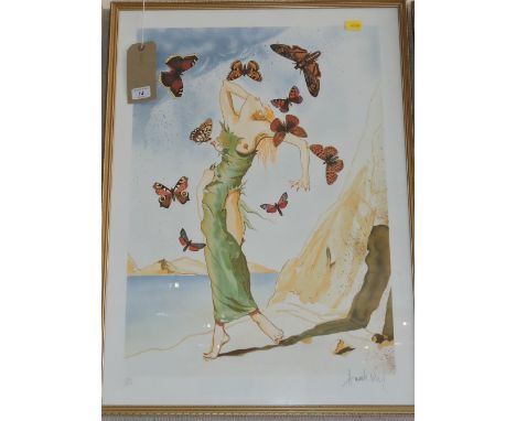 Amanda Lear, Woman with Butterflies, limited edition 193/225, signed in pencil lower right, 75 x 55cm, together with another 