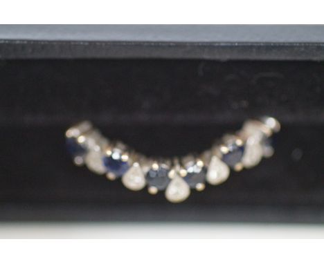 9ct Gold Ring set with Sapphire & Diamonds (Boxed)