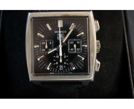 Tag Heuer Monaco chronograph wristwatch with box, outer box and leather wallet, all round excellent condition