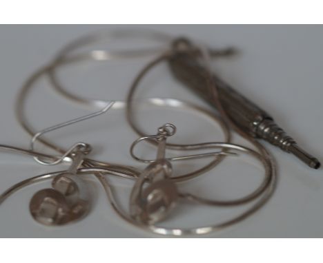 Silver Necklace with Pencil &amp; Silver Earrings 