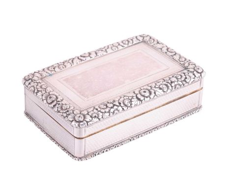 A Victorian silver table snuff box by Edward Edwards, London 1838, with chased floral borders, engine-turned details around t