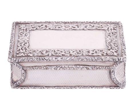 A William IV silver table snuff box by Thomas Edwards, London 1837, of rectangular form, empty rectangle cartouche on cover f