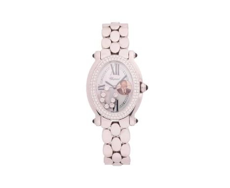 A Chopard Happy Sport diamond set oval lady's wristwatch Model: 27/8953-23Serial: 1151980Case Material: SteelCase diameter: 3