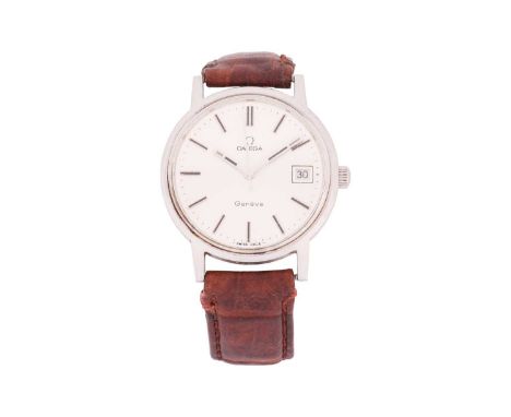 An Omega Geneve Date mechanical watch. Model: 136.0104Serial: 38676730Year: 1977Case Material: SteelCase diameter: 35mmDial: 