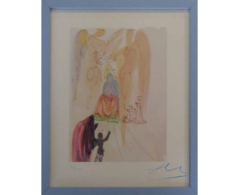 SALVADOR DALI 'The Triumph of Christ and the Virgin', lithograph in colours, signed and numbered 99/150, 33cm x 27cm, framed 