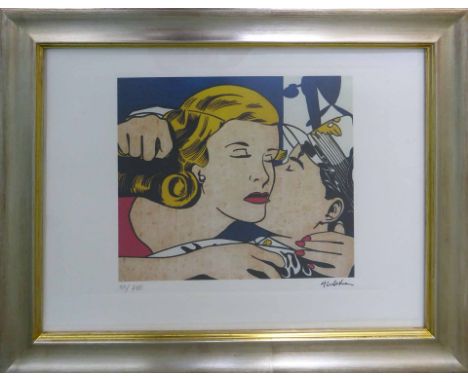 ROY LICHTENSTEIN 'Kiss', lithograph in colours with signature in plate, 51/700, 28cm x 38cm, framed and glazed.