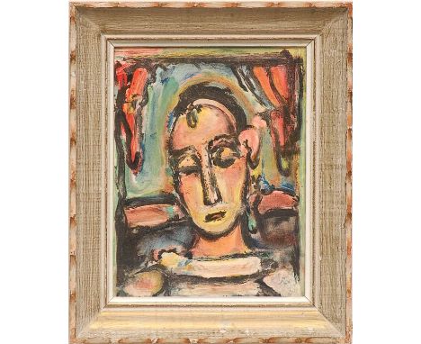 GEORGES ROUAULT 'Tete de Jeune Fille', original lithograph signed in the plate, 1939, printed by Mourlot, 34cm x 28cm, framed