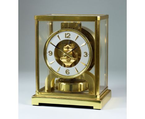 A Modern Jaeger-Le Coultre "Atmos" Mantel Timepiece, No.138326, the 4.25ins diameter white finish chapter ring with raised Ar