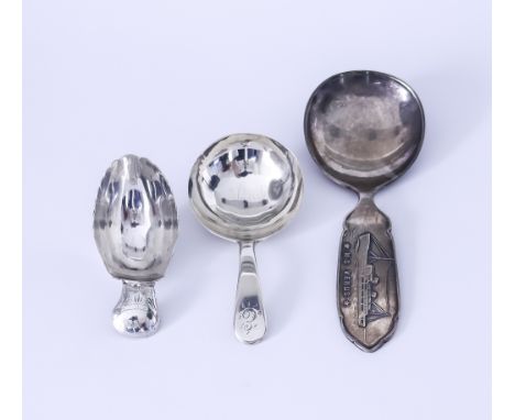 A Norwegian Sterling Silver Caddy Spoon and Two Other Caddy Spoons, the Norwegian spoon by Theodor Olsens Eftf of Bergen, cas