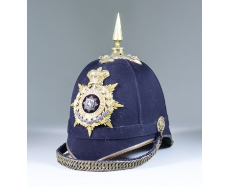 A Blue Cloth Helmet for the East Surrey Regiment, Circa 1880, cork pattern with blue cloth covering, supplied by Hawkes &amp;