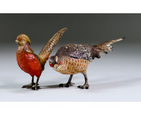 An Austrian Cold Painted Bronze Model of a Golden Pheasant, Late 19th/Early 20th Century, stamped "AUSTRIA", 2.25ins high, a 