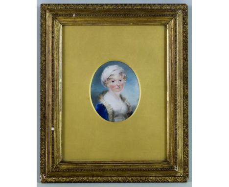 Early 19th Century English School - Miniature painting - Shoulder length portrait of "Mrs Mary Hobson (nee Taylor, Wife of Jo