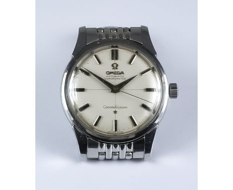 A 20th Century Omega "Constellation" Automatic Chronometer,  stainless steel case, 34mm diameter, the silvered dial with silv