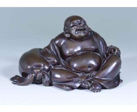 A Japanese Bronze Figure of Pu Tai, 19th Century (Edo Period), signed, 3.25ins (8.3cm) high