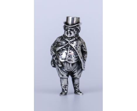 A Victorian Silvery Metal Novelty Figural Telescopic Propelling Pencil, unmarked but with a Diamond Registration Mark dated 1