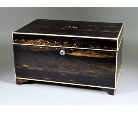 I* A Coromandel Rectangular Humidor, Early 20th Century, by Alfred Dunhill Ltd., inlaid in ivory with the initials JL to lid,