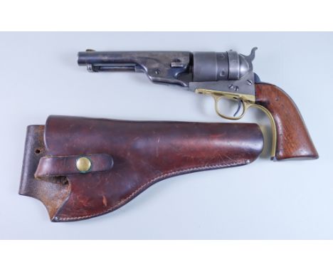 A Colt .44 Calibre Army Revolver with Wells Fargo Holster, Manufactured 1861, serial No. 1767, 1/2 ins blue steeled barrel wi