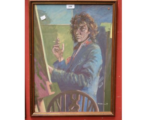 Denzil Self Portrait of the Artist, 1983signed, watercolour and gouache