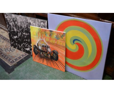 Three modern abstract oil paintings