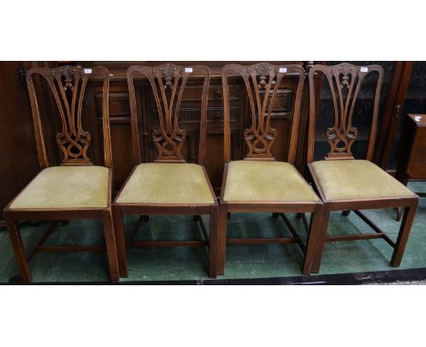 A set of four Chippendale style dining chairs, early 20th century