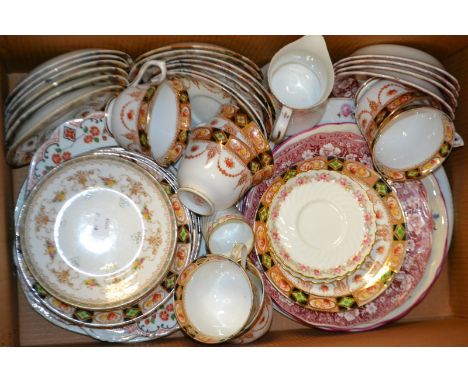 Teaware - an Edwardian Imari six-setting tea service; an Aynsley cabinet coffee can and stand; Aynsley side plates; bread pla