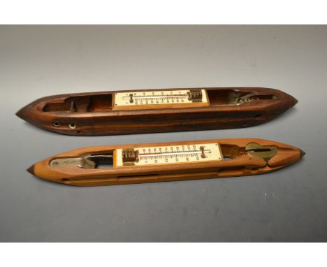 An Edwardian weaving loom shuttle thermometer; another (2)