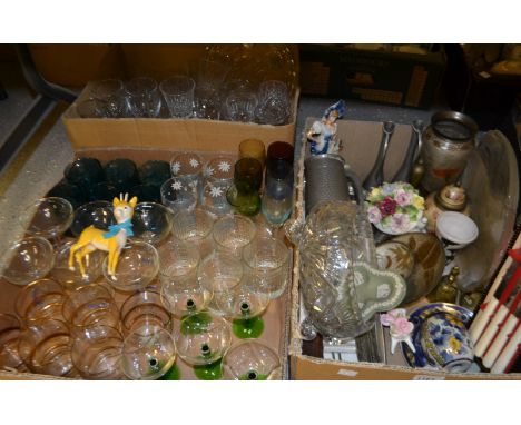 Ceramics and Glass - a set of four crystal tumblers; a set of six Babycham coupés, c. 1970; other drinking glasses, including