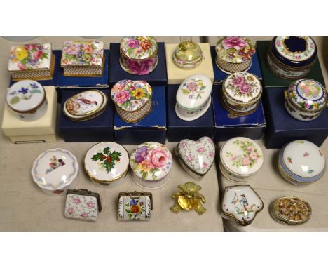 A Vienna porcelain patch pot, hinged cover, modern, boxed; others, Limoges, German porcelain; Ashford, boxed; Minton; etc.