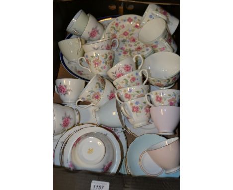 Tableware - a Duchess china Jacobean pattern six setting tea service;  another Pink Roses;  etc 