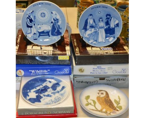 Nine collectors plates, Goebel, Bing and Grundahl, Porsgrund, Royal Copenhagen and Royal Doulton
