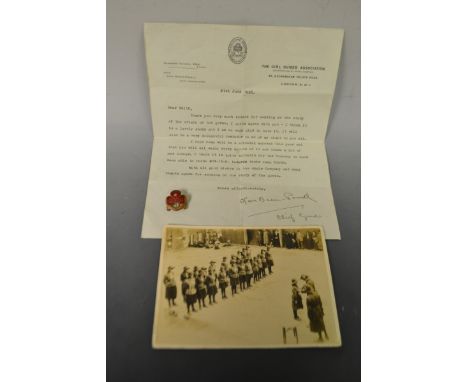 Autograph, Girl Guides, Olave Baden-Powell tls 21st June 1926 addressed Edith; sepia photograph (1926) of presentation ceremo