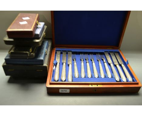 Cased silver plated flatware; boxes (9)