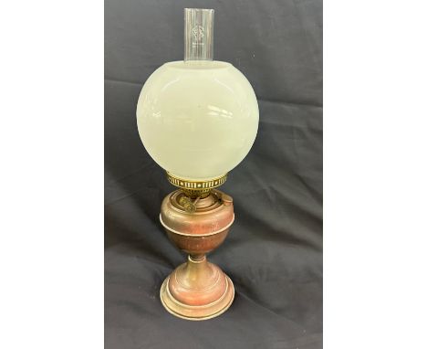 Copper oil lamp with shade and funnel 