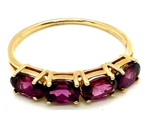 Ladies hallmarked 14ct gold amethyst ring, ring size S, total approximate weight 2.2g