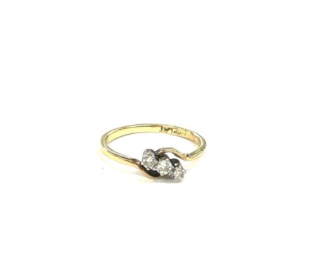Ladies hallmarked 18ct and diamond ring, ring size N , approximate total weight: 2g
