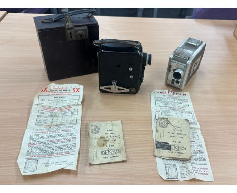 Two vintage cameras both with original paper work one ' Kodak Brownie 8mm movie camera II' and a ' Dekko Panchromatic' - both