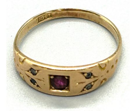 Ladies 18ct gold ruby and diamond set ring, ring size: K/L, total weight 1.4g