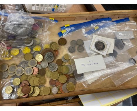 Large selection of vintage and later coins includes georgius III 1817 coin, foreign coins etc
