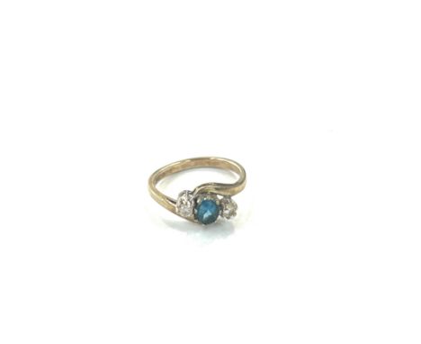 Ladies hallmarked 9ct diamond and stone set ring, ring size L, approximate weight 1.9g