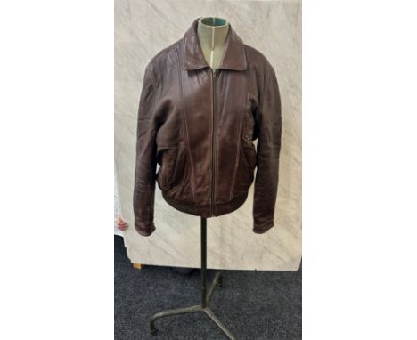 Vintage S&amp;A Canada leather gents jacket size 38 inches chest, has sustained a tear in leather