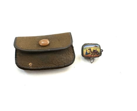 Egyptian silver and enamel basket charm with baby 